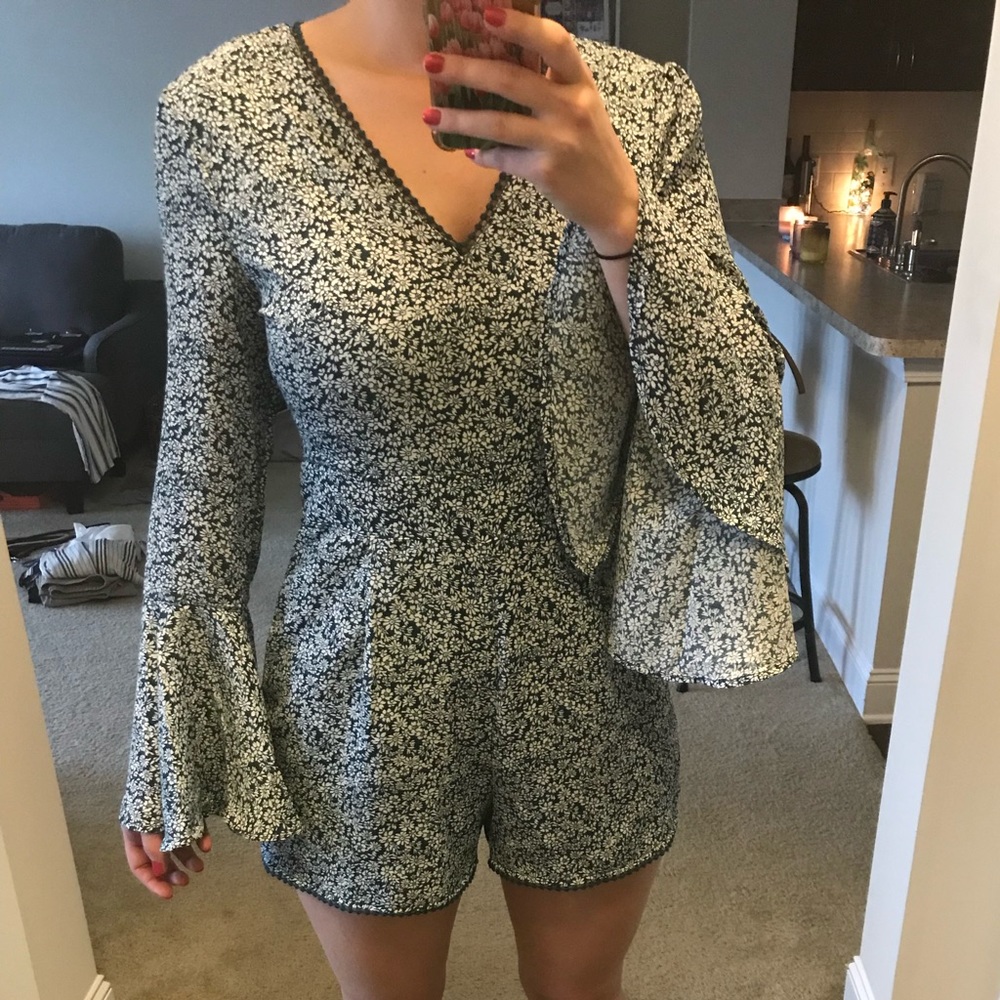 Floral Bell Sleeve Romper